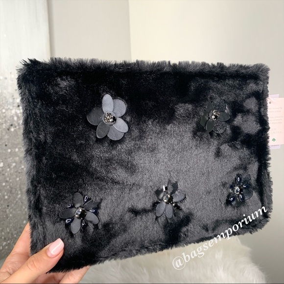 Kate Spade Neve Shearling Embellished LG Pouch Bag - Picture 3 of 8